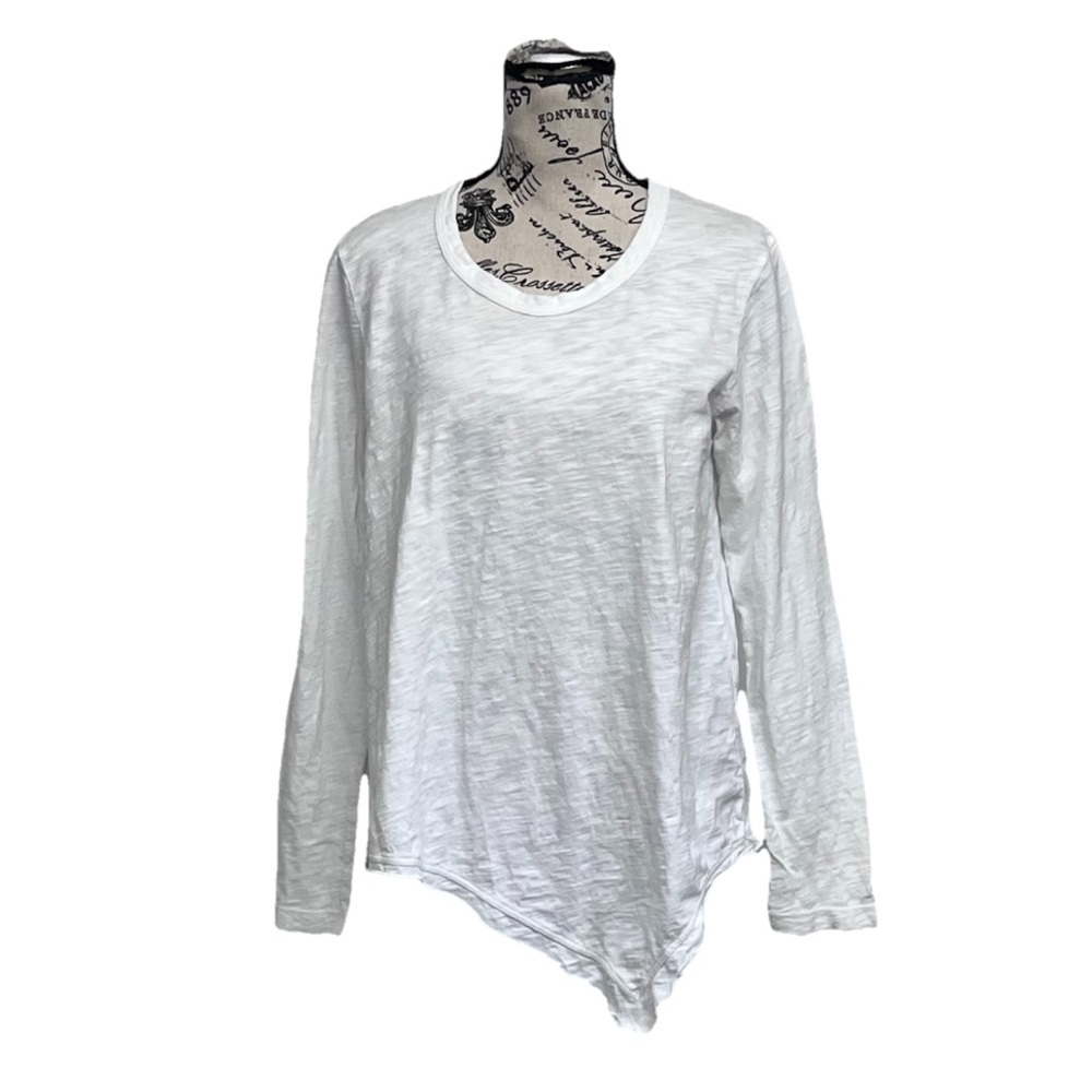 Wilt White Cotton Tunic Blouse S Asymmetrical Hem Lagenlook Coastal Boho - Picture 2 of 10